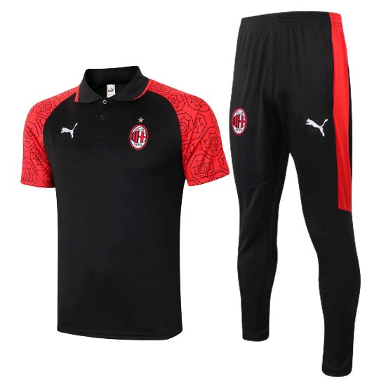 Polo AC Milan Set Completo 20/21 Nero Rosso